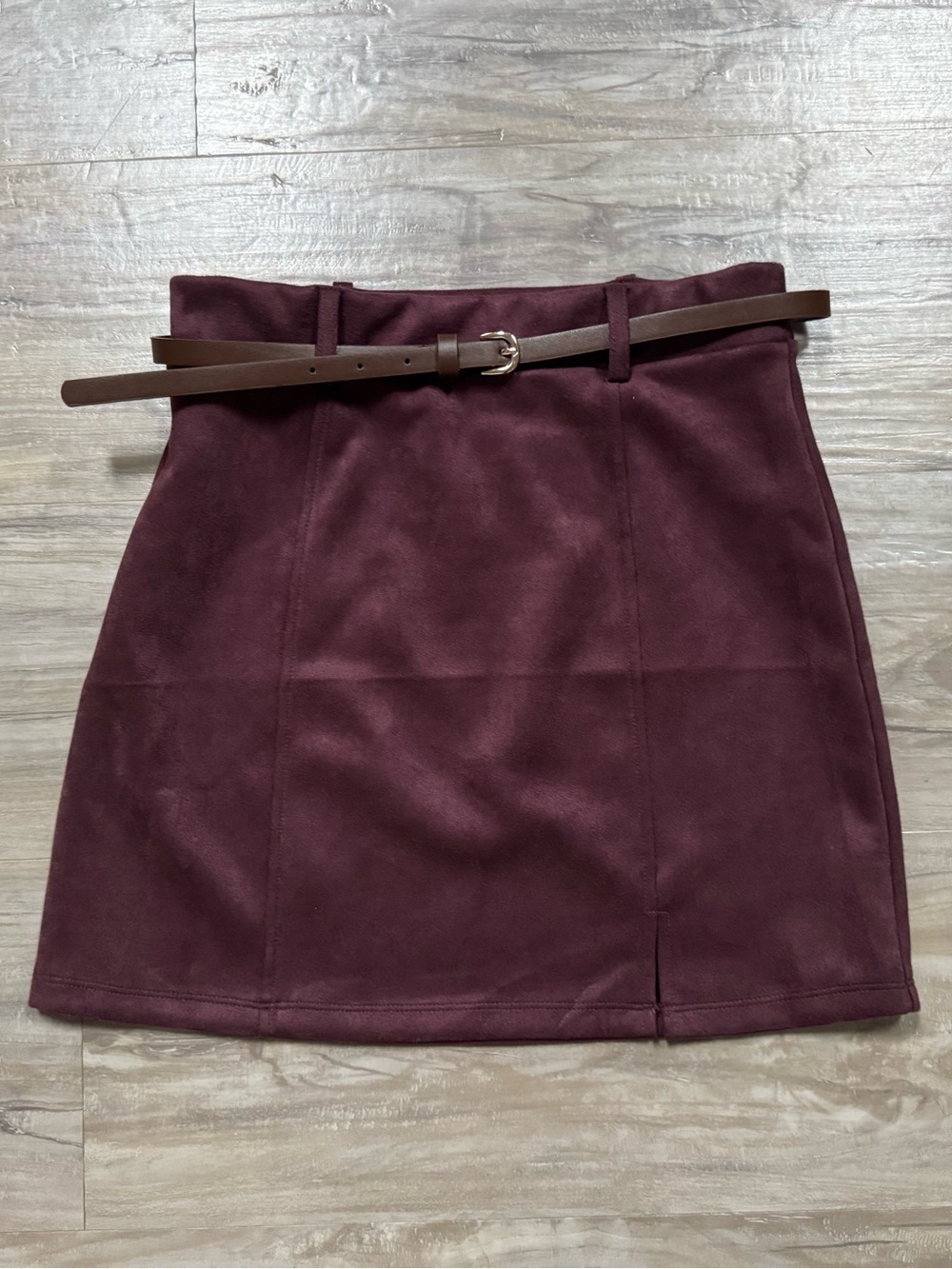 Active USA Burgundy Mini Skirt with Brown Belt